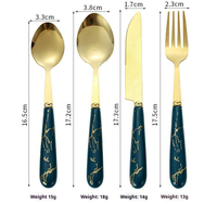 Lot de 24 couverts économiques style marbre nordique, en acier inoxydable 410 haute dureté, pour vente en gros