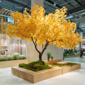 Nouvel arbre artificiel de ginkgo de 2,5 m, 2,8 m, 3,6 m de haut avec des feuilles jaunes pour la décoration intérieure et extérieure, plante en soie réaliste - Product Image 1