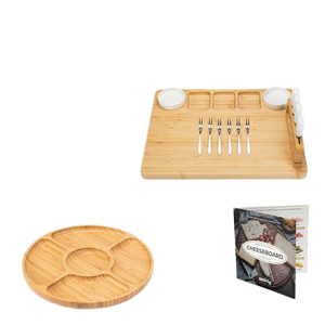 Recién llegado, tabla de charcutería de bambú, plato de queso y bandeja para servir, incluye 4 cuchillos de acero inoxidable - Product Image 2