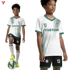 Sublimación personalizada niños uniforme de fútbol americano de secado rápido transpirable equipo de fútbol Jersey modelos de diseño uniforme para niños WKZ21