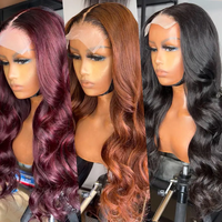 Perruque à lacet frontal en cheveux humains vierges brésiliens en gros, P4/27, mèches, vague corporelle, brun miel, cheveux longs, emballage personnalisable