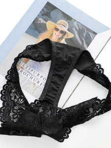 Soutien-gorge à boucle frontale avec bonnets fixes, liftant et offrant un excellent maintien, style gilet en dentelle pour femme - Product Image 5