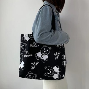 Bolso de estudiante de literatura y arte de nuevo estilo 2023 para mujer, bolso de tela de tutoría de un solo hombro de gran capacidad con icono de oso gato feliz - Product Image 2