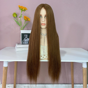 Peluca de Cabello Humano Remy Virgen Ruso Natural de 26 Pulgadas, Talla Pequeña, con Encaje HD Completo, Sin Pegamento, Color Marrón, Doble Trama, Peluca Frontal de Encaje - Product Image 4