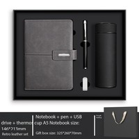 ISStapromo Cadeaux En Gros D'affaires De Luxe Journal Bouteille Ensemble En Cuir PU A5 Carnet Cadeau Ensemble Avec Stylo Tasse Thermique et USB