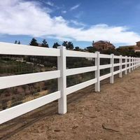 Clôture pour chevaux en PVC à 3 rails, blanche, en polymère, pour enclos équestre, kit de clôture en vinyle avec poteaux