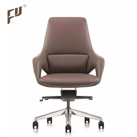 Fauteuil de direction moderne FURICCO, nouveau design, dossier haut, pivotant, ergonomique, en cuir véritable, structure en aluminium, garantie 3 ans, pour la maison et le bureau
