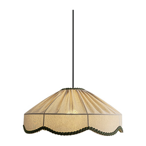 <span class=keywords><strong>Lustre</strong></span> suspendu en tissu à bords festonnés, style vintage, plissé, avec garniture vert foncé, pour chevet, salle à manger, îlot de cuisine - Product Image 6