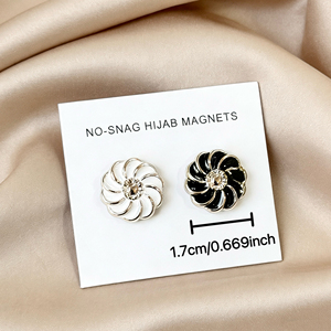 Magnets pour hijab, boucles pour foulards en soie, noir et blanc, Moyen-Orient, transfrontalier, pour femmes, fixation antidérapante, décontracté, quatre saisons, mode - Product Image 4