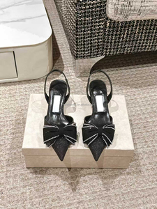 Sandalias de Tacón de Aguja con Lazo y Diseño de Ojo de Gato de la Marca JimmysChoos, de Cuero Genuino, con Cristales Importados, de Venta Caliente - Product Image 3