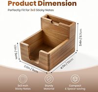 Support de notes adhésives en bois d'acacia en forme de cube avec fente pour stylo, distributeur de notes adhésives 3x3 pour bureau, organiseur de rangement antidérapant