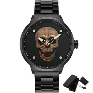 쿼츠 시계 스테인리스 스틸 몽트레솜 해적 스타일 해골 방수 손목시계 패션 남성 합금 팔찌 클래스프 유니섹스 - Product Image 2