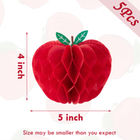 Adorno Colgante de Papel de Seda con Forma de Manzana de la Serie Frutas, Manualidad de Papel Plegable Tipo Panal para Decoración de Aula, Regreso a Clases, Fiestas y Hogar