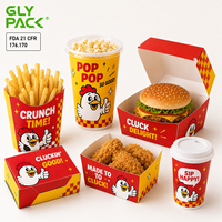 Ensemble d'emballages alimentaires personnalisés de qualité alimentaire pour les ailes de poulet, les hamburgers, les frites, le pop-corn, les gobelets à boisson et les boîtes à emporter portables