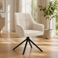 Chaise de salle à manger de loisirs avec assise rembourrée en tissu bouclé et pieds en métal, design moderne