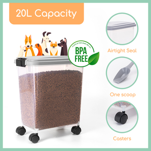 Nobleza 20L contenitore per alimenti per animali domestici con coperchio e ruote portaoggetti comodo per alimenti per animali domestici - Product Image 3