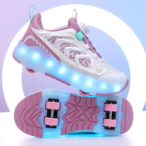 Flashing Roller Shoes For Children Mesh Material Inline Skate Wheel Plastic <b>Shell</b> With Led <b>Light</b> Up Feature - Product Image 4