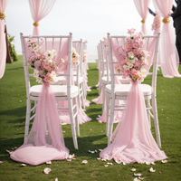 Foulards de chaise de mariage, décorations d'allée, drapés en mousseline, nœuds en tissu, écharpes sans plis, attaches de chaise de mariage