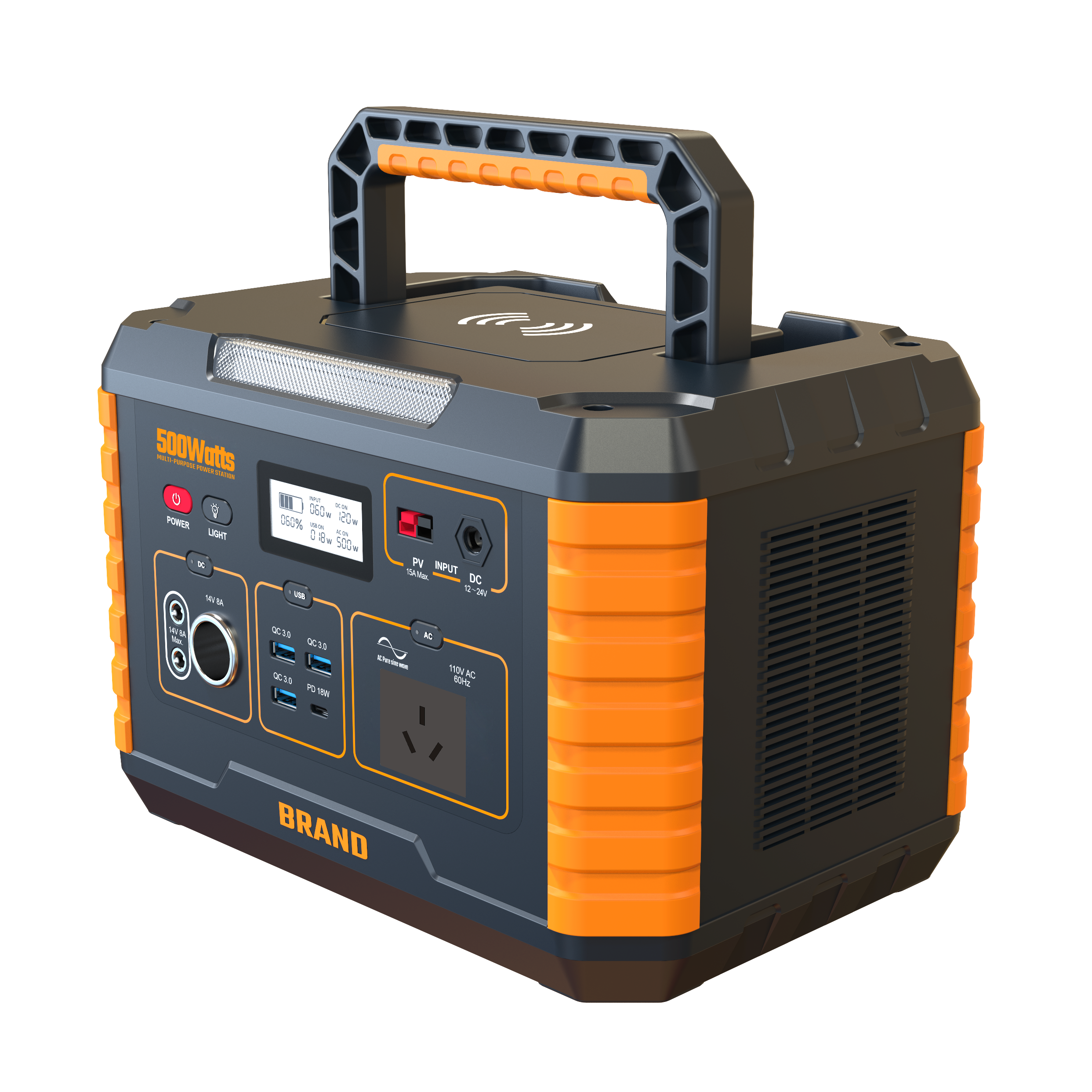 PD60W QC3.0 DC AC Fast Charge 500W Portable Lithium Power Station 500Wh UK With Safe European Socket 110V portable power station