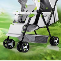 Poussette double premium modèle A3-1, cadre en acier inoxydable, acier à haute teneur en carbone, poignée réversible, pliage à une touche, double siège avant