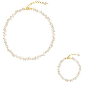 2022 di vendita calda collana di perle d'acqua dolce bianco naturale regolabile perle di perle barocche <span class=keywords><strong>s</strong></span> bracciale <span class=keywords><strong>Set</strong></span> per donna - Product Image 6