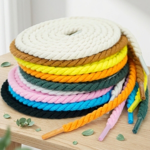Lacets personnalisés en coton pur torsadé de 6 mm pour baskets robustes, lacets ronds tressés épais avec embouts en plastique - Product Image 3