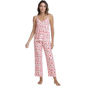 ชุดนอนผู้หญิงแบบกำหนดเอง เสื้อสายเดี่ยวพร้อมกางเกงขายาว คอวี ผ้าวิสโคสจากไม้ไผ่ เนื้อผ้านุ่ม ไซส์ S ถึง XXL - Product Image 1