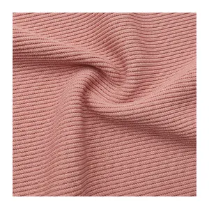 Available Quantity Ribbed Spandex Stretch Bright Custom Solid Color Knit Rib Fabric For Slim Fit Sweater For Garment Material