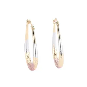 14k Classic decorative pattern of 3 kinds of color earrings ladies fashion earrings