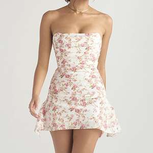 XS-L donna ragazza speziata floreale abito francese moda reggiseno aperto retro piccolo abito eco-friendly stampa digitale - Product Image 2