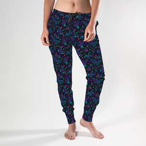 Fantasía fluorescente con Luna mariposa <span class=keywords><strong>pintura</strong></span> pinceladas neón brillante estampado cordón Pantalones Femme Mujer suelta Calca - Product Image 3