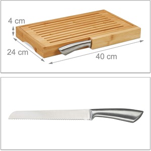 Bandeja de Bambú para Rebanar Pan con Cuchillo, Plato para Guardar Pan Rallado, Rebanador de Pan Doméstico, Estilo Sencillo, Color Sólido - Product Image 2