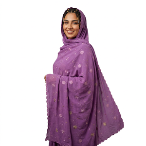 Al por mayor, hiyab casual de verano para mujer, bordado, ligero, transpirable, de voile, con borde festoneado de motivos florales, para uso diario, OEM ODM - Product Image 1