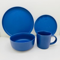 Service de table en céramique bleue de luxe classique - Assiettes et bols pour la salle à manger à domicile, résistants à la chaleur, utilisables au four, au micro-ondes et au lave-vaisselle