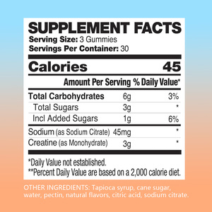 Gummies de créatine personnalisées saveur orange 5g pour l'entraînement en salle, la croissance musculaire, la force, l'endurance, véganes, sans OGM, sans sucre, OEM - Product Image 3