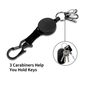 Portachiavi retrattile Heavy Duty-portachiavi retrattile con moschettone aggiornato chiusure a moschettone con cavo in acciaio - Product Image 3