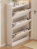 Meuble à chaussures moderne en bois avec 3 tiroirs basculants, autoportant, pour entrée et couloir, blanc