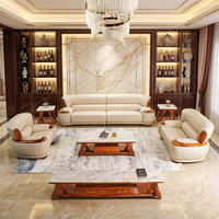 Canapé d'angle de luxe classique en cuir pleine fleur, durable, inclinable, style européen pour salon