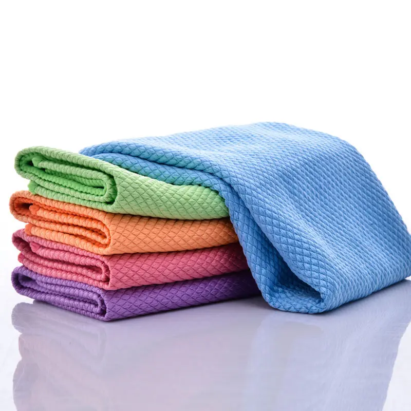 Microfiber Diamond Glass Cleaning Cloth Premium Multicolor Highly Absorbent Patterned Cloth Household Kitchen Dishcloths