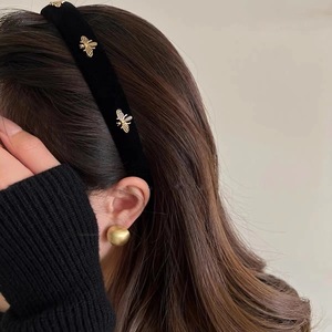Serre-tête en velours Littie Bee de luxe, très tendance, élégant, coréen, noir et rouge, large ou étroit, accessoires pour cheveux, Diadema De Abeja - Product Image 3