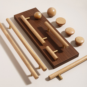 Tiradores de cajón largos con mango de barra en T de madera de nogal minimalista nórdico, tiradores de armario, armarios de cocina, armarios decorativos para dormitorio - Product Image 2
