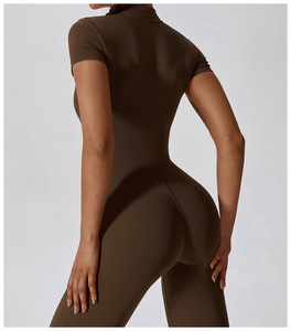 Conjunto Deportivo de <span class=keywords><strong>Yoga</strong></span> de Una Pieza Joyyoung con Cremallera y Manga Corta en Color Nude para Mujer, Body Deportivo de Alta Resistencia para Fitness - Product Image 6