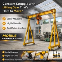 Grue portique manuelle portable 0,5-10 tonnes, sans rail, hauteur réglable, mobile, type A, pour atelier, CE, OEM, personnalisable