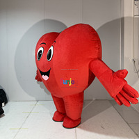 Valentijnsdag Rood Hart Opblaasbaar Mascottekostuum Volwassenen Cartoon Wandelend Hart Mascot Outfit Op Maat Pluche Karakterkostuum