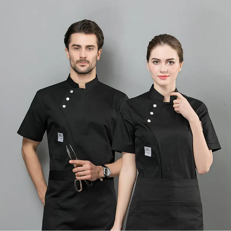 도매 저렴한 레스토랑 바 유니폼 면 전문 요리사 코트 탑 짠 남자 요리 유니폼 주방 유니폼 100 PC