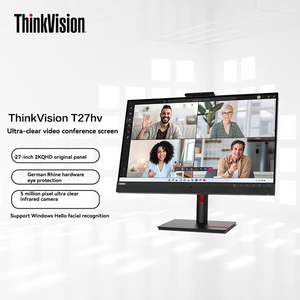 Écran de vidéoconférence <span class=keywords><strong>Lenovo</strong></span>/ThinkVision <span class=keywords><strong>27</strong></span> <span class=keywords><strong>pouces</strong></span> 2K ultra-clair, moniteur respectueux des yeux, T27hv-30, moniteur de bureau - Product Image 1
