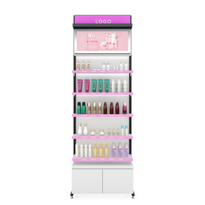 Estanterías de Exhibición para Cosméticos con Logotipo de Marca, Accesorios para Perfumería, Vitrinas de Metal, Madera Blanca y Melamina, Estante de Pared - Product Image 3