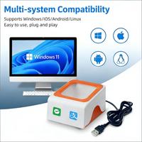 SHUNQI - Lector de Códigos de Barras Portátil Mini 1D 2D QR, Cable USB de 1.7m, Conexión USB, Plug and Play, para Cafeterías y Panaderías