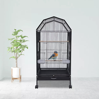 Cage à oiseaux en forme de grange Grande cage pour animaux de compagnie Roues Perroquet Perruche Canary Finch Conure avec support Multi-Level Small Animals Habitat