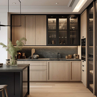 Meubles de cuisine modernes prêts à assembler en bois de teck avec roulettes pliables, fabricant de meubles de rangement pour cuisine, vente en gros, sur mesure